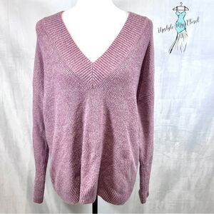 Marled by Reunited clothing pink vneck knit sweater size large